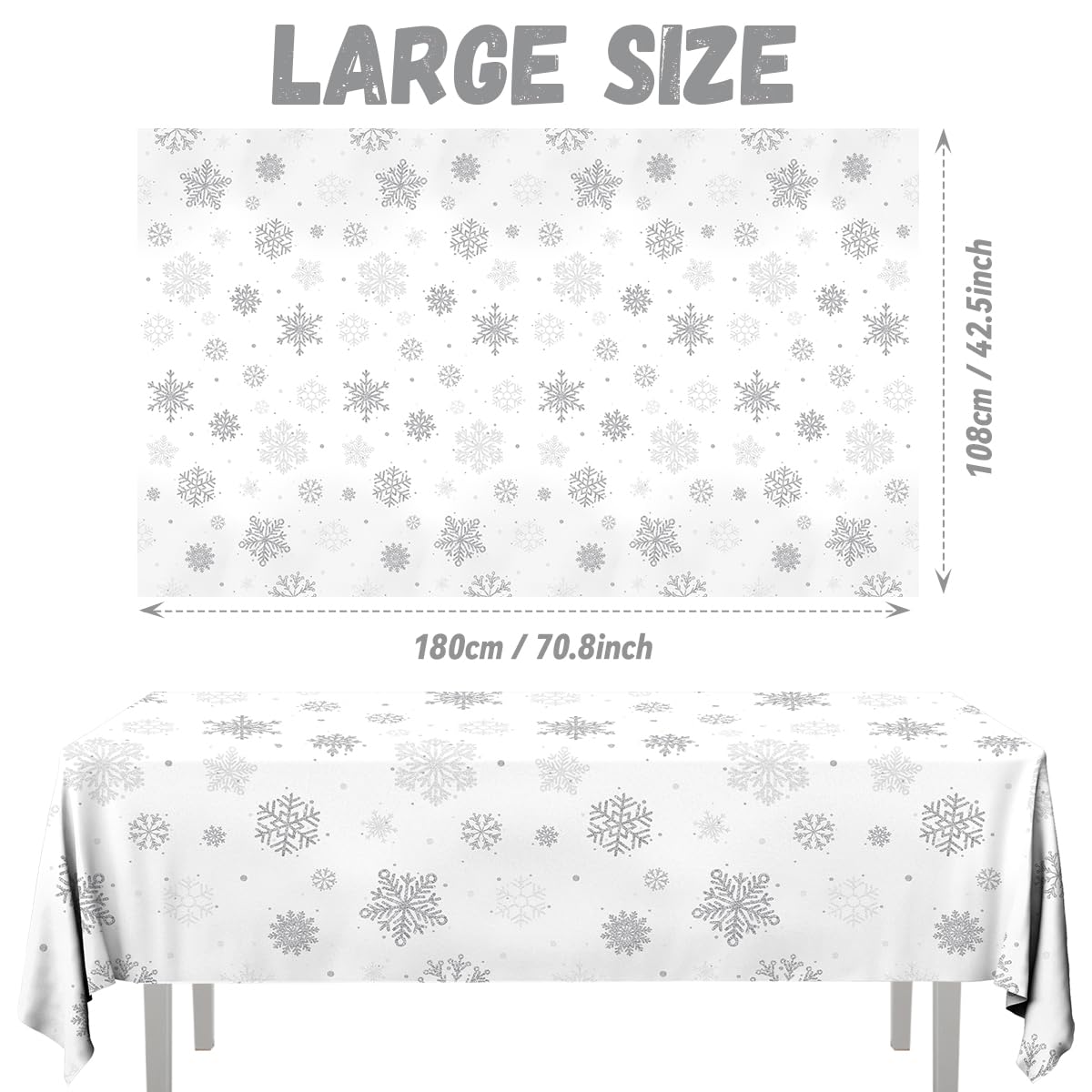 3pcs Snowflake Winter Tablecloth Party Decoration Winter Snowflake Silver Gray Wonderland Theme Table Cover