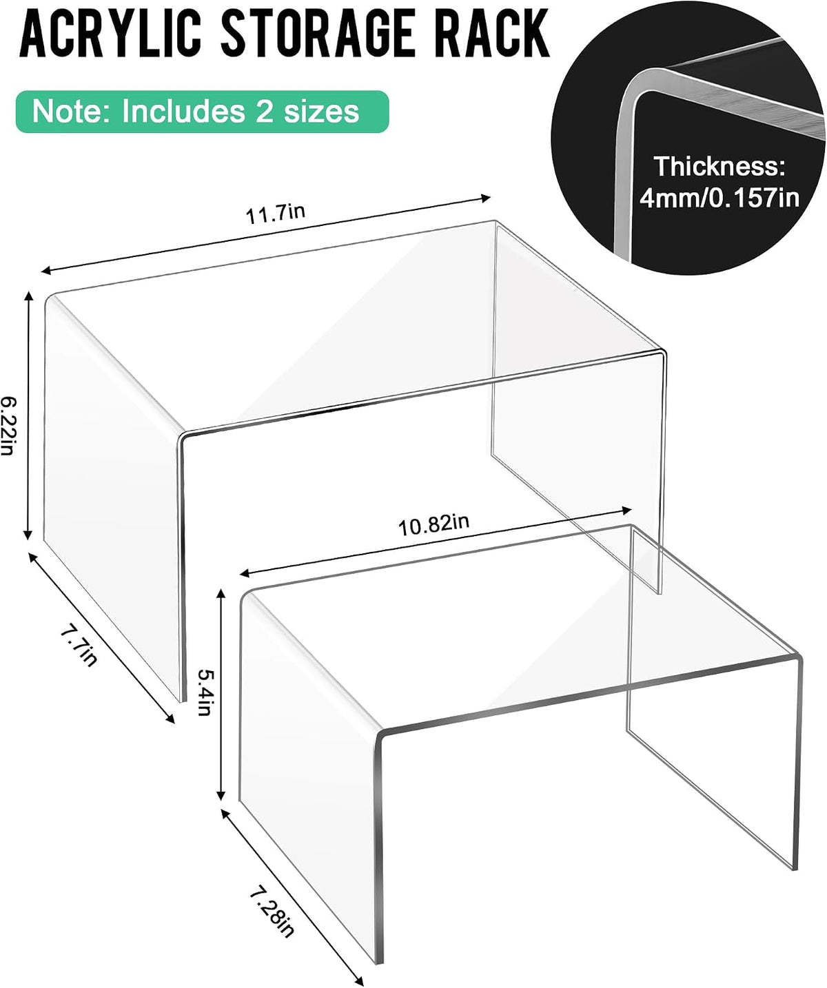 Acrylic Cabinet Organizer, Set of 2 Clear Shelf Organizer for Kitchen Pantry Organizers and Storage, Display Cabinet