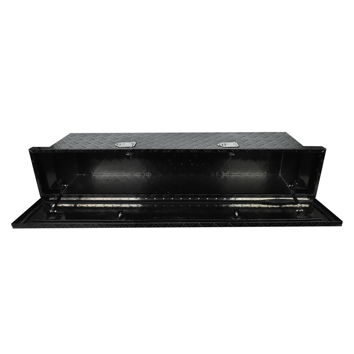 63" x 12" x 14" Deep Crossover Tool Box, Black Aluminum Low-Profile Truck Tool box with Dual Locks, Slim Pickup Truck