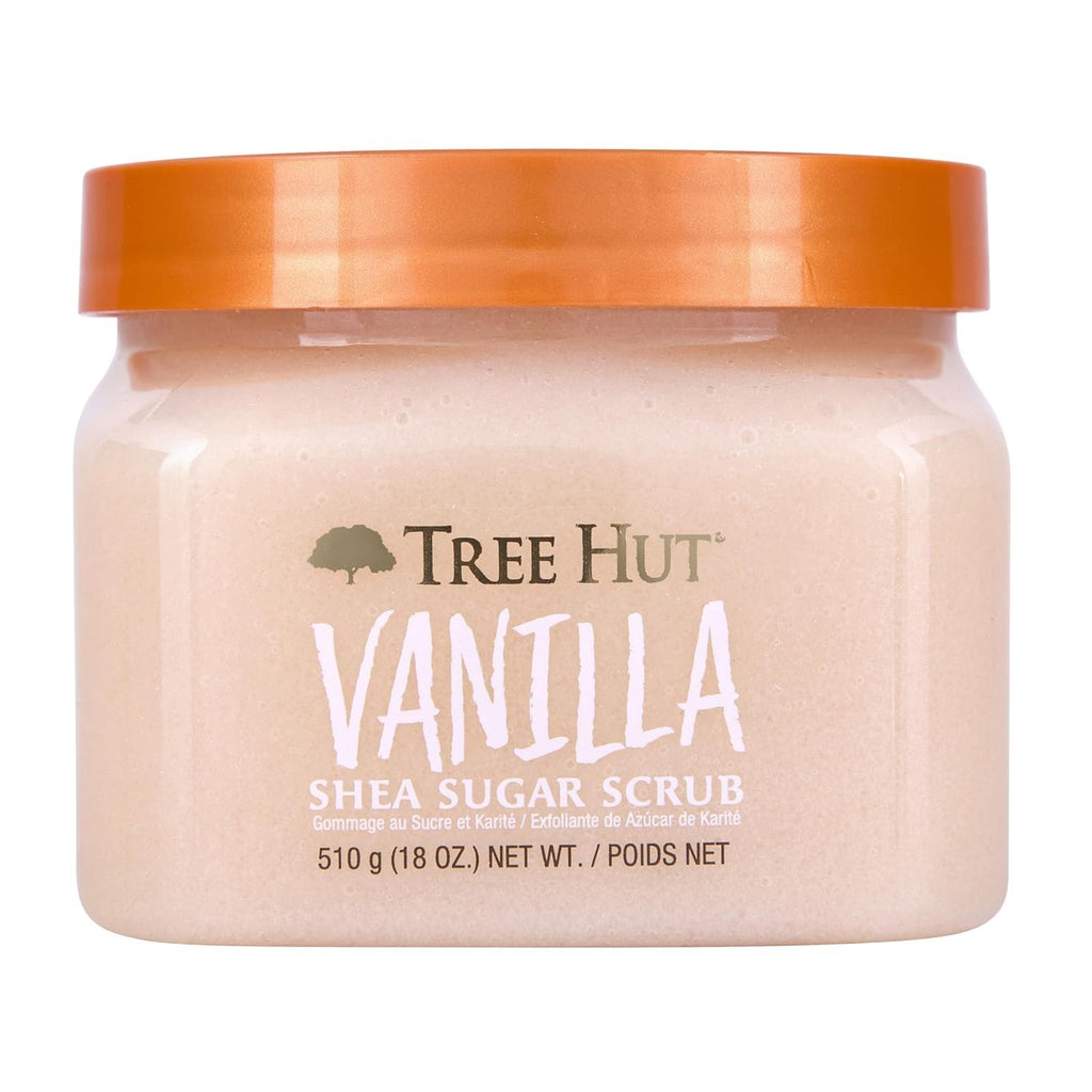 Vanilla Body Scrub, Exfoliating & Hydrating Sugar Scrub with Shea Butter & Essential Oils, Smooth Skin, Body