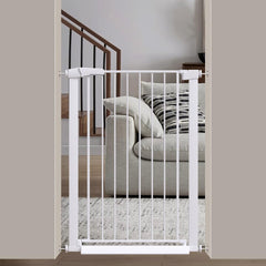 38" 29.5" Extra-Tall & Extra-Wide Adjustable Hardware/Pressure-Mounted Pet & Child Safety Gate with Auto-Close Walk-Through Door for Stairs, Hallways & Wide Doorways