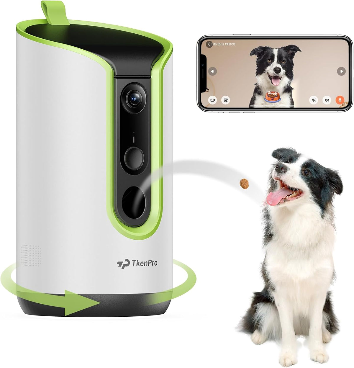 5MP Ultra HD Pet Camera - Dog Camera with Treat Dispenser, Remote Treat Tossing via Phone App, 360° Auto Tracking &