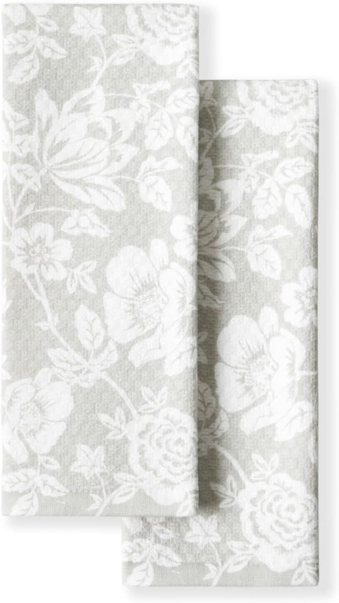 Dual Purpose Kitchen Towel 2-Pack Set, Floral Vine, 16"x28"