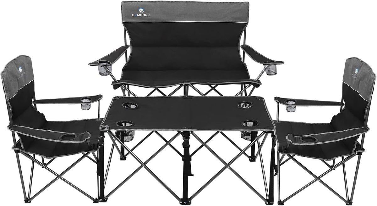 Camping Chair Set of 3, Outdoor Folding Camping Chairs for Heavy People with Cup Holder & Carry Bag,Collapsible Chair