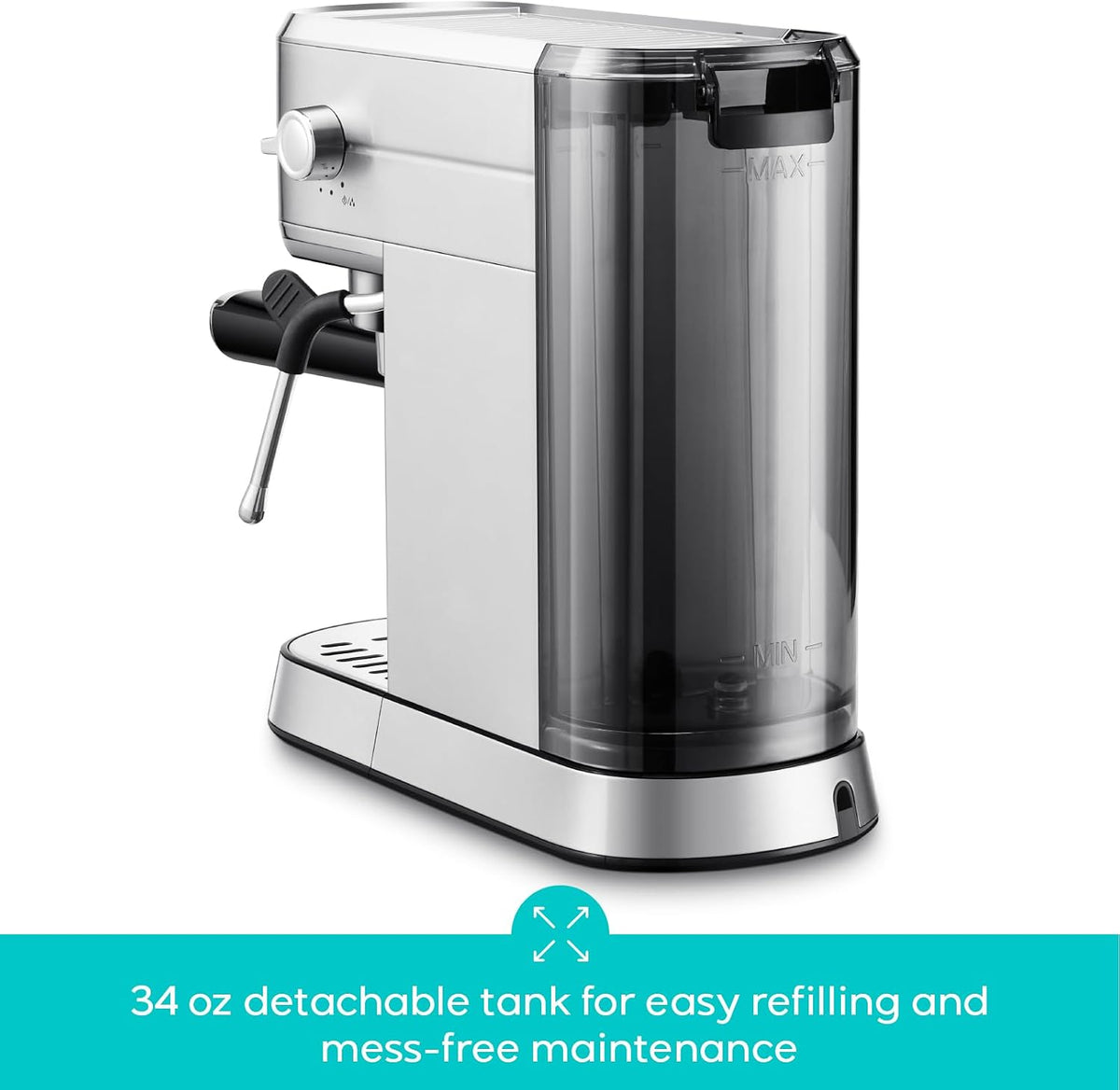 CM5418 Compact Espresso Machine with Milk Frothing Steam Wand | Stainless Steel, 20-Bar Pump, Built-in Pressure