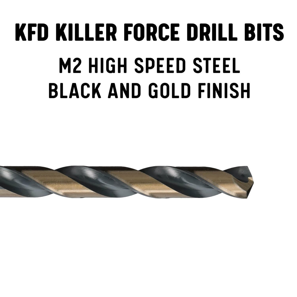 Drill America - KFDML27/64P6 27/64" High Speed Steel Black & Gold KFD Split Point Drill Bit with 3-Flat Shank (Pack of 6), KFDML Series
