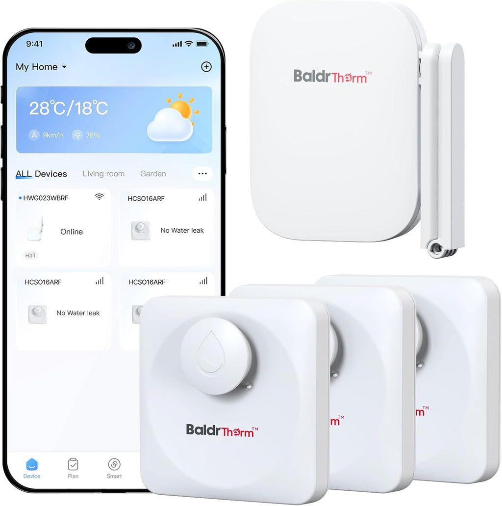 WiFi Water Leak Detector, Hub & Water Leak Sensor 3 Pack, Wireless Siren Alarm & Email & APP Push Notification