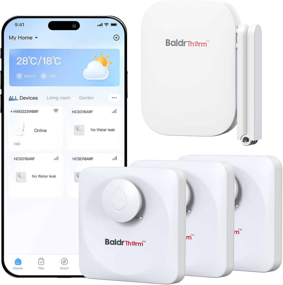 WiFi Water Leak Detector, Hub & Water Leak Sensor 3 Pack, Wireless Siren Alarm & Email & APP Push Notification
