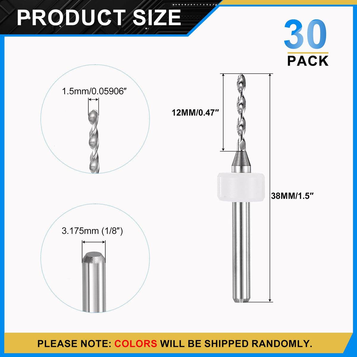 PATIKIL 30 Pack 1.5mm Micro Drill Bits Carbide Tungsten Steel