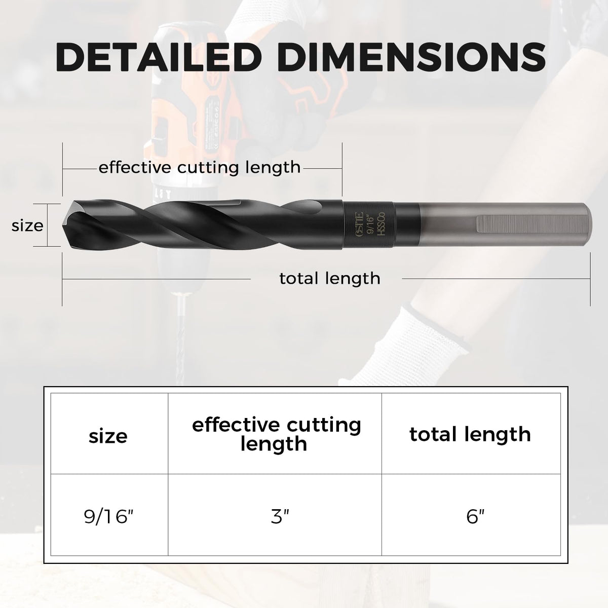 9/16 Inch Industrial Grade M35 Cobalt Drill Bit, Reduced Shank,TiAlN Coat