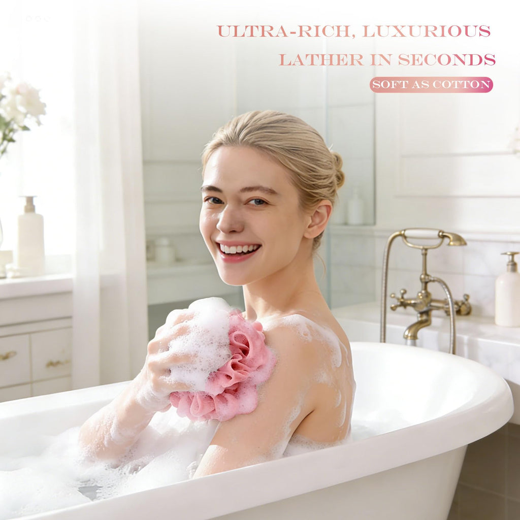 3-Pack Soap Loofah Pouches for Bar Soap, 2-in-1 Shower Sponge ﻿