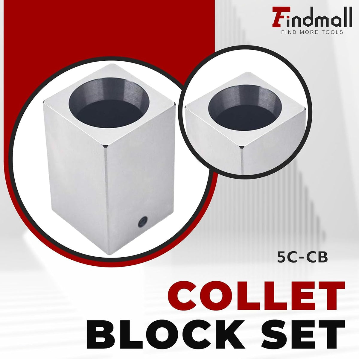 findmall 5C Collet Block Set Hex 5C-CB, Square Collets and Closer