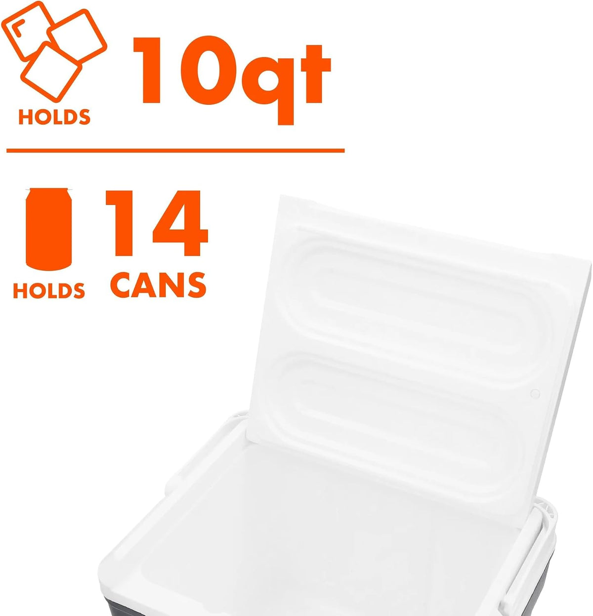 10 Quart Hard Sided Cooler – Portable Ice Chest Holds 14 Cans, Lightweight 2.78 lbs with Swing-Up Handle for Camping