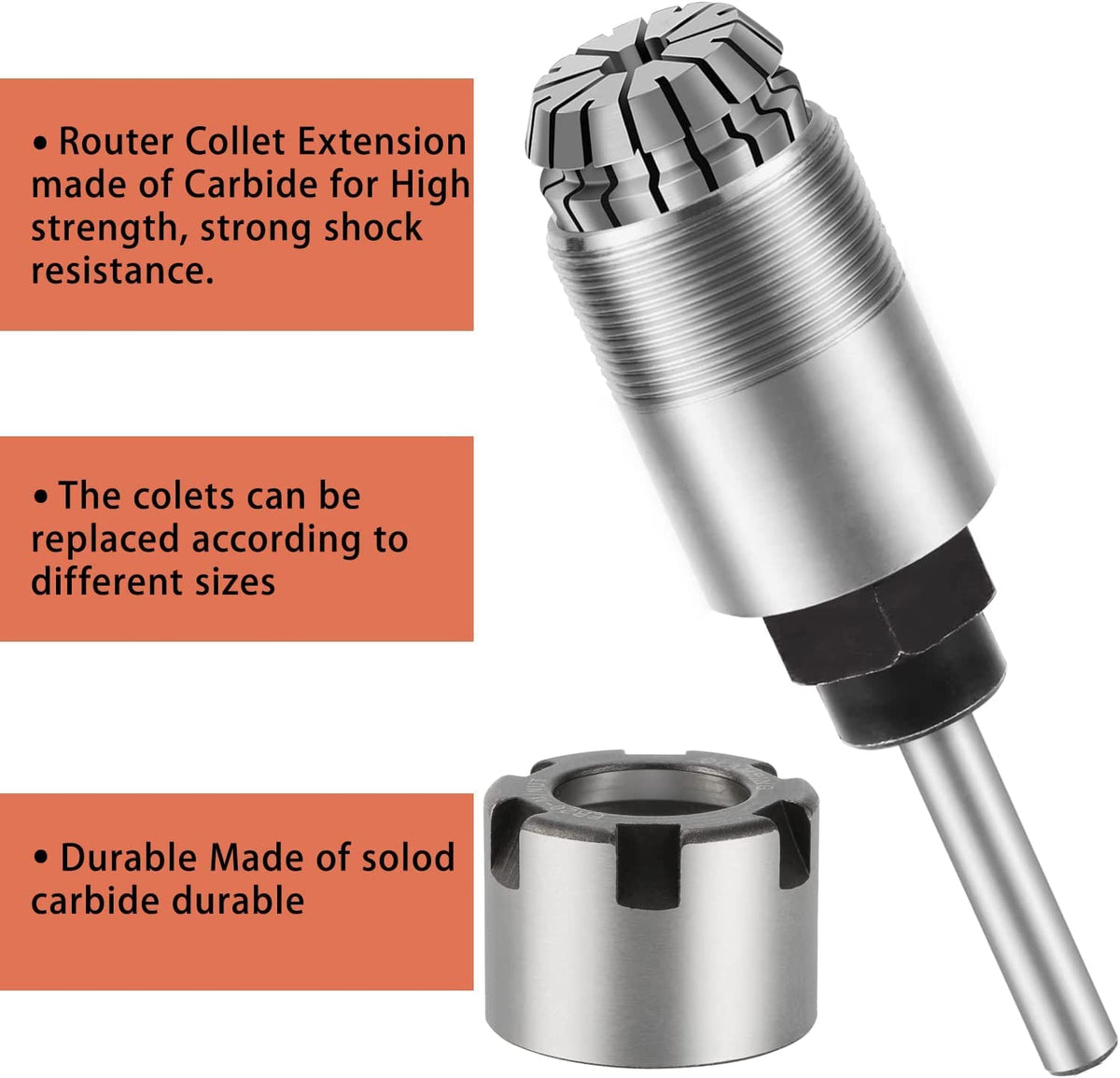 1/4 Inch Shank Router Bit Collet ER20 M Extension Chuck Converter Adapter
