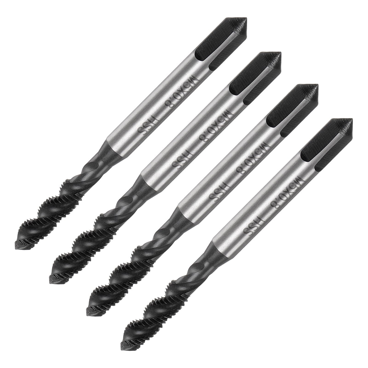 uxcell 4pcs Spiral Flute Thread Taps, M5 x 0.8 Nitride Coated Metric Screw Tap, Fully Ground High Speed Steel 6542 Machine Tapping Threading Tool for Machinist Thread Repair