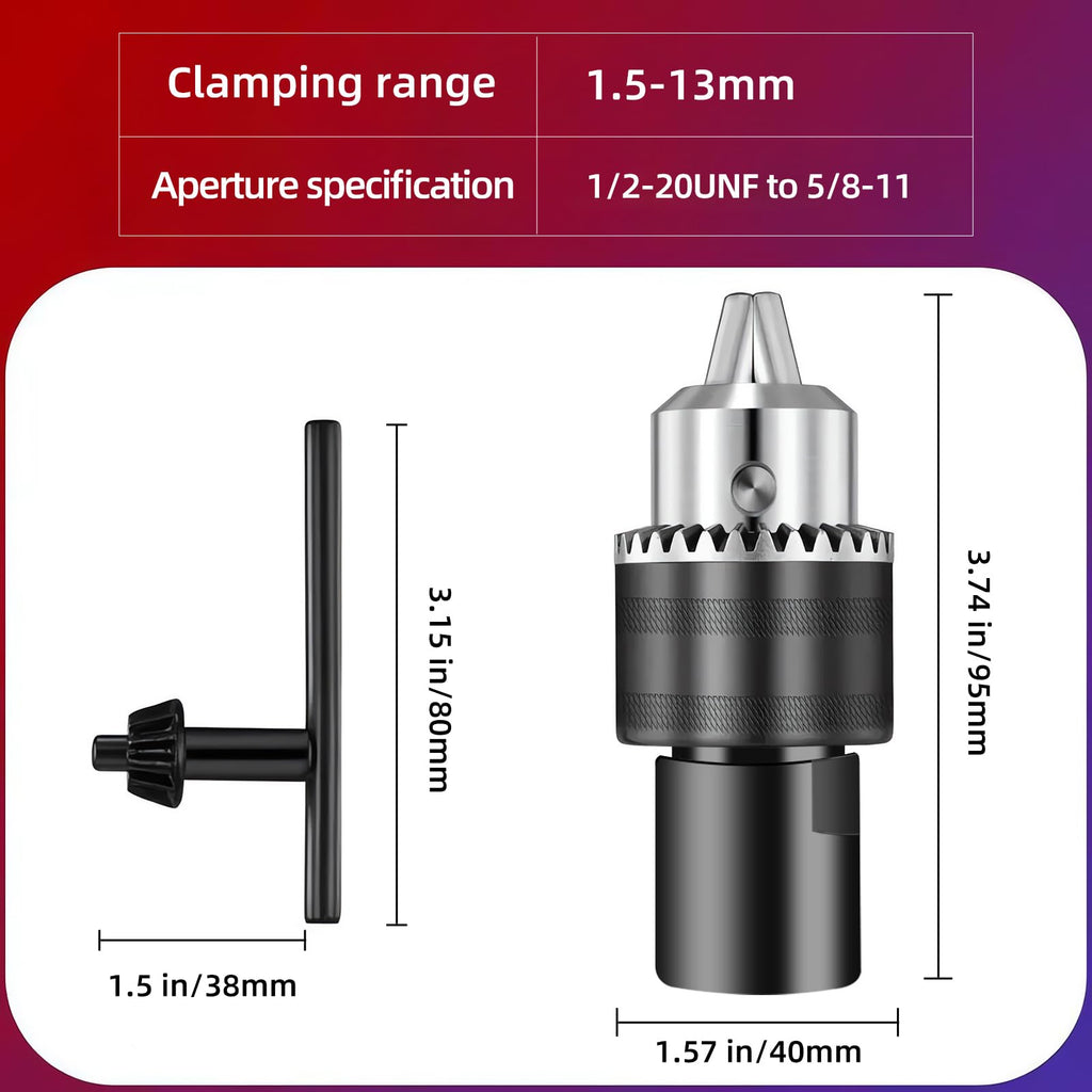 5/8"-11 Thread Angle Grinder Drill Chuck Adapter w/ 1/2"-20 Converter