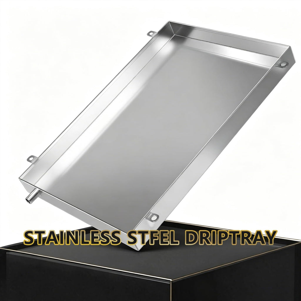 Universal AC Drip pan 304 Stainless Steel Water Catcher Tray 4 Inch High Leak Proof Condensate Drain Tray Stable Floor Protection for air Conditioner Industrial Equipment and Home use(28x28x1.2in)