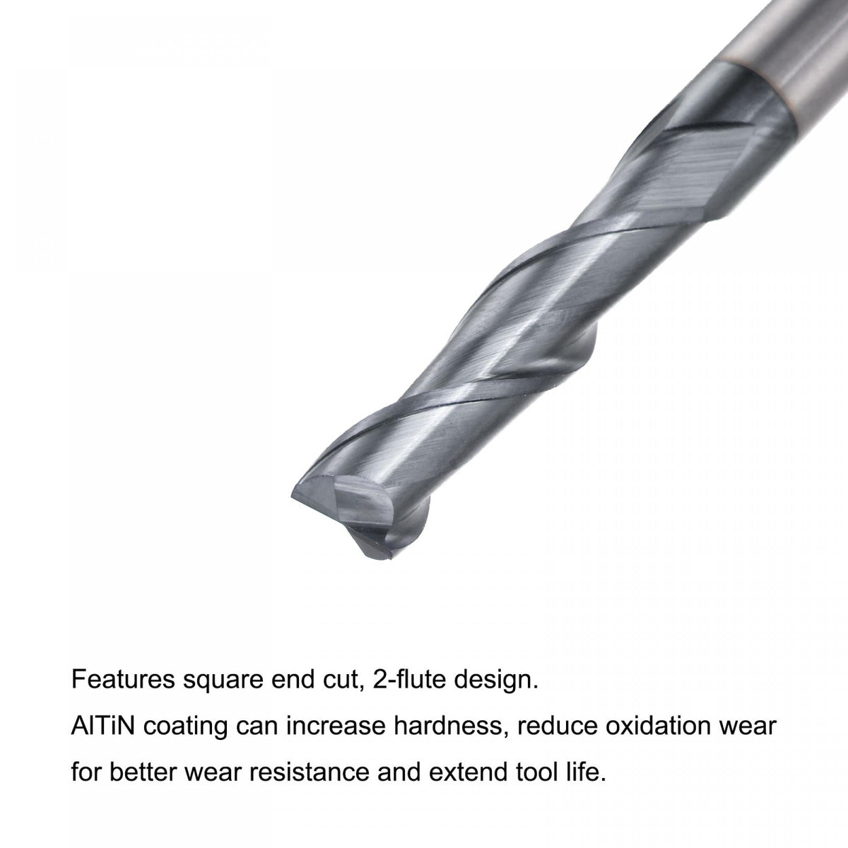 uxcell Square Nose End Mill, 6mm Tip Dia Solid Carbide AlTiN Coated CNC Router Bits 2 Flute Spiral Milling Cutter HRC45 with 6mm Shank 75mm (3-inch) Length
