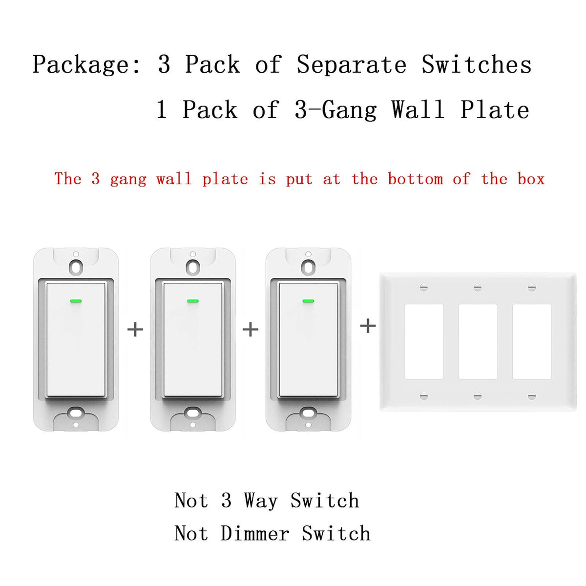 Smart Switch WiFi Light Switch 3 Gang Compatible with Alexa Google Home | 2.4GHz WiFi Switch