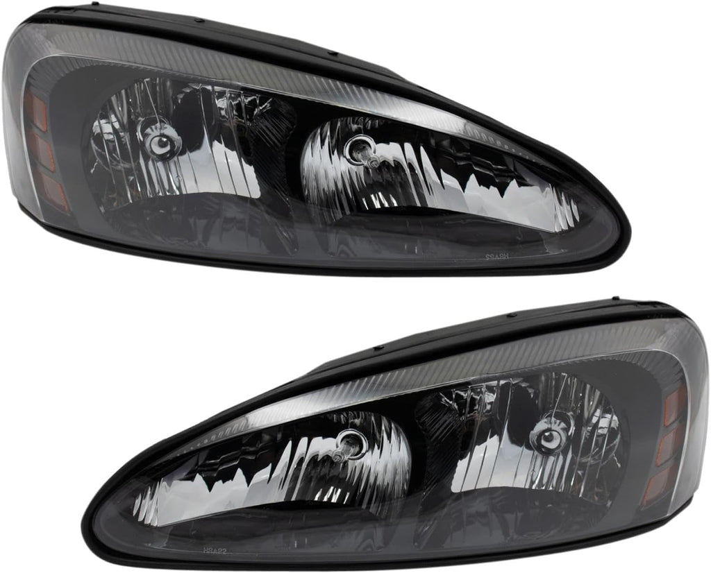 TRQ Driver and Passenger Side Headlight Assembly Set Halogen