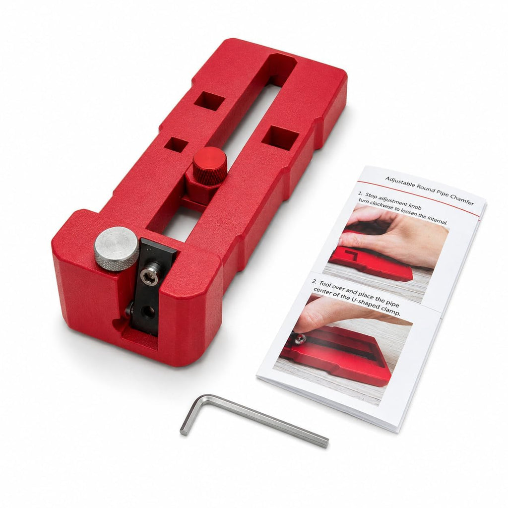 Adjustable PVC Pipe Deburring Tool 1/2"–4", Professional Pipe Chamfer Tool with Dual Guide Rollers, Replaceable Blade & Precision Cutting for PVC CPVC ABS PE Pipes