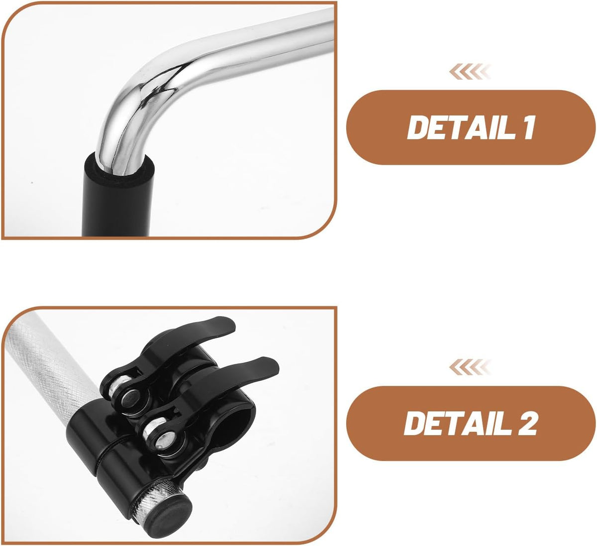 VOSAREA 2pcs Push Wheelchair Handle Extender Stainless Steel Extension Handles Replacement Universal Wheelchair Accessories for Adults Elderly Disabled Transport