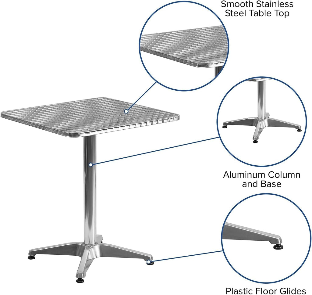 23.5 in Aluminum Indoor/Outdoor Square Table with Base
