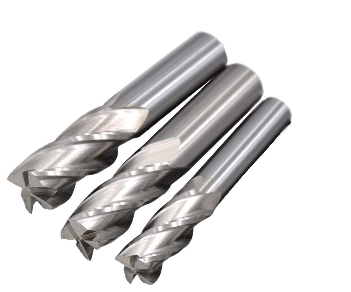 Luomorgo 4 Flute Full Grinded Square Nose End Mill Cutter 3pcs