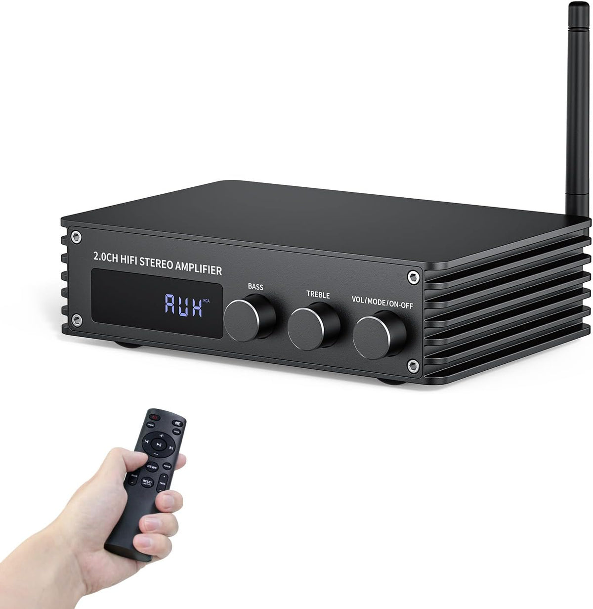 Bluetooth Audio Stereo Amplifier, 200W Dual Channel Mini Hi-Fi Stereo Receiver, 2.0CH Power Amp w/HDMI(ARC), Opt