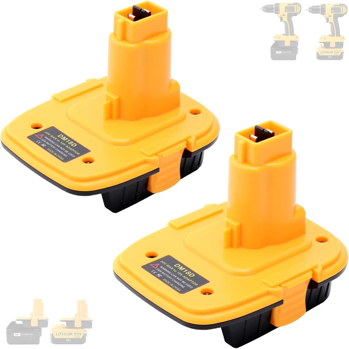 Tulepowceeng 2 Pack DM18D Battery Adapter Compatible with Dewalt 18v Tools