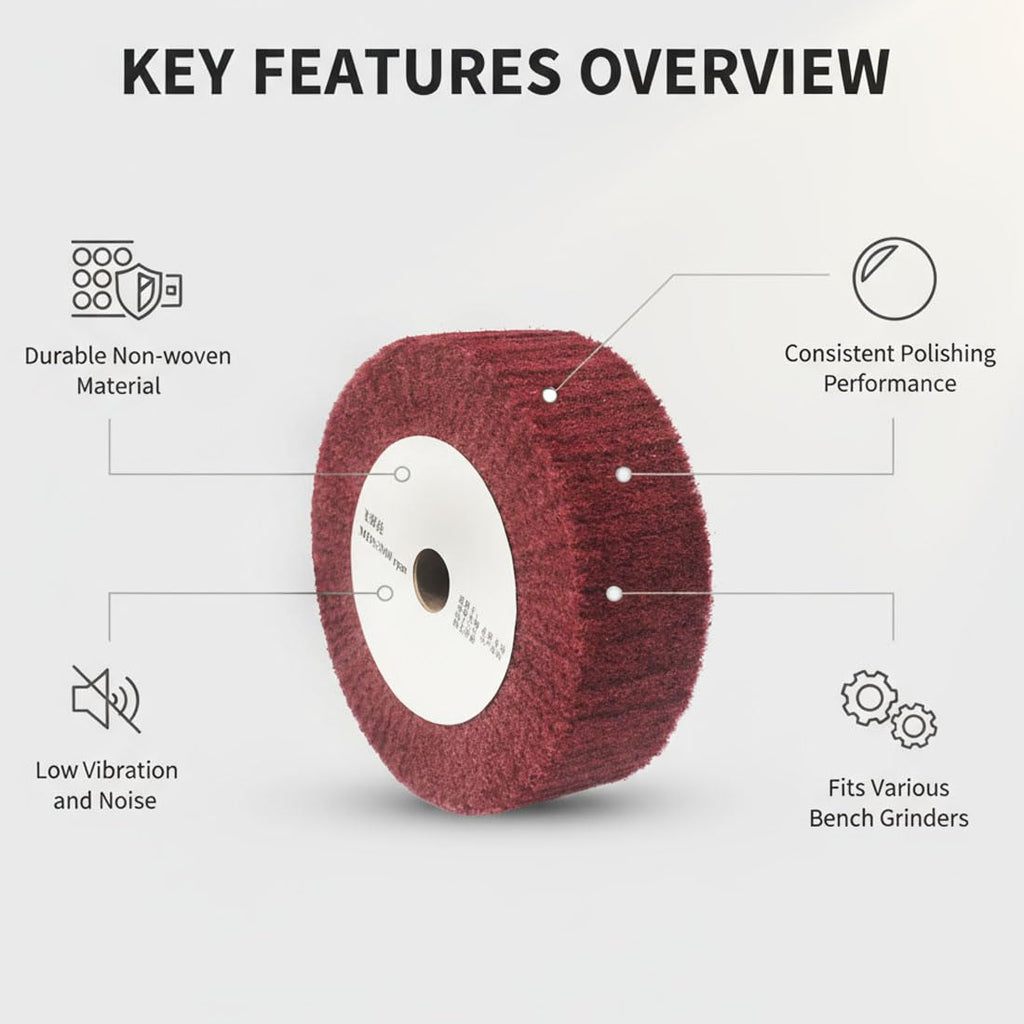 JUNLIXN 6'' X 2'' Extra Thick Non-Woven Polishing Wheels with 20mm Arbor