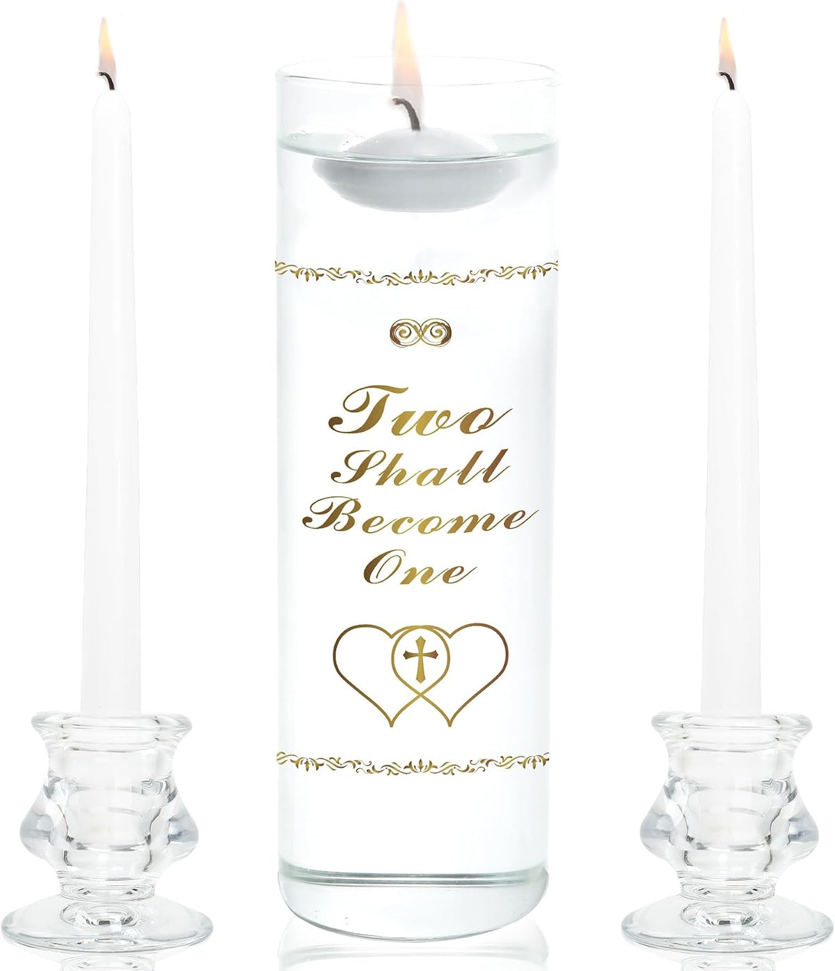 Unity Candles with Glass Holder for Wedding Ceremony - Unity Candles for Wedding, Religious Ceremony Ideas Marriage