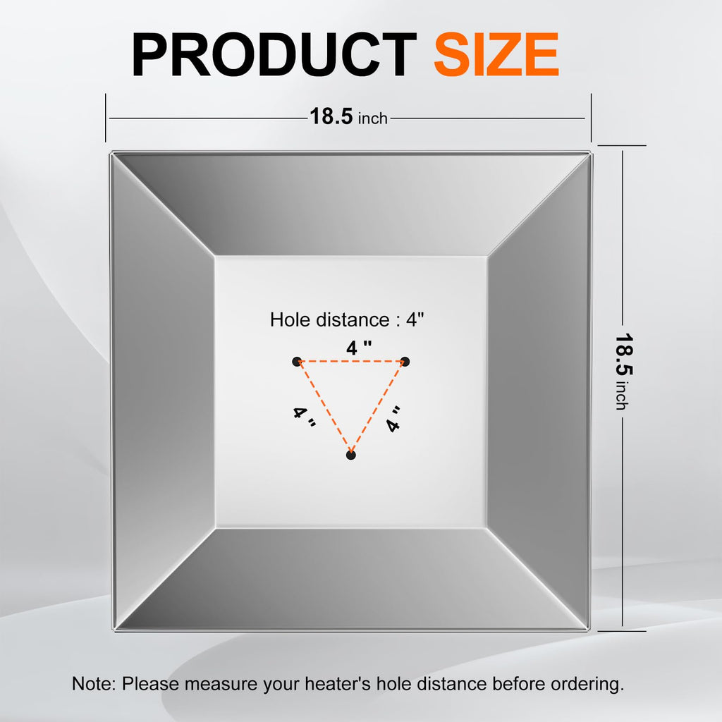 4-Sided Square Patio Heater Reflector Shield – Hole Distance 4 Inches