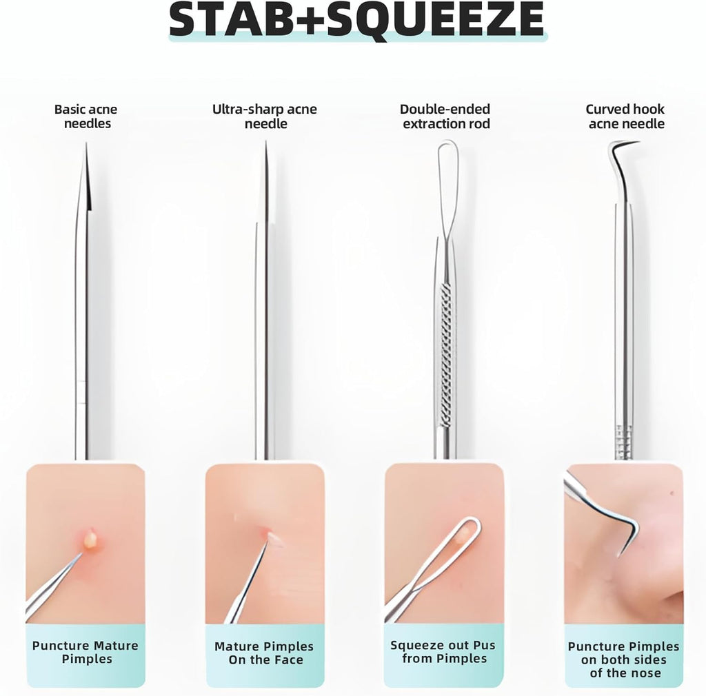 Blackhead Remover Tools kit，Blackhead Extractor Tool,Stainless Steel Blackhead Tweezers,Blemishs Comedones Remover