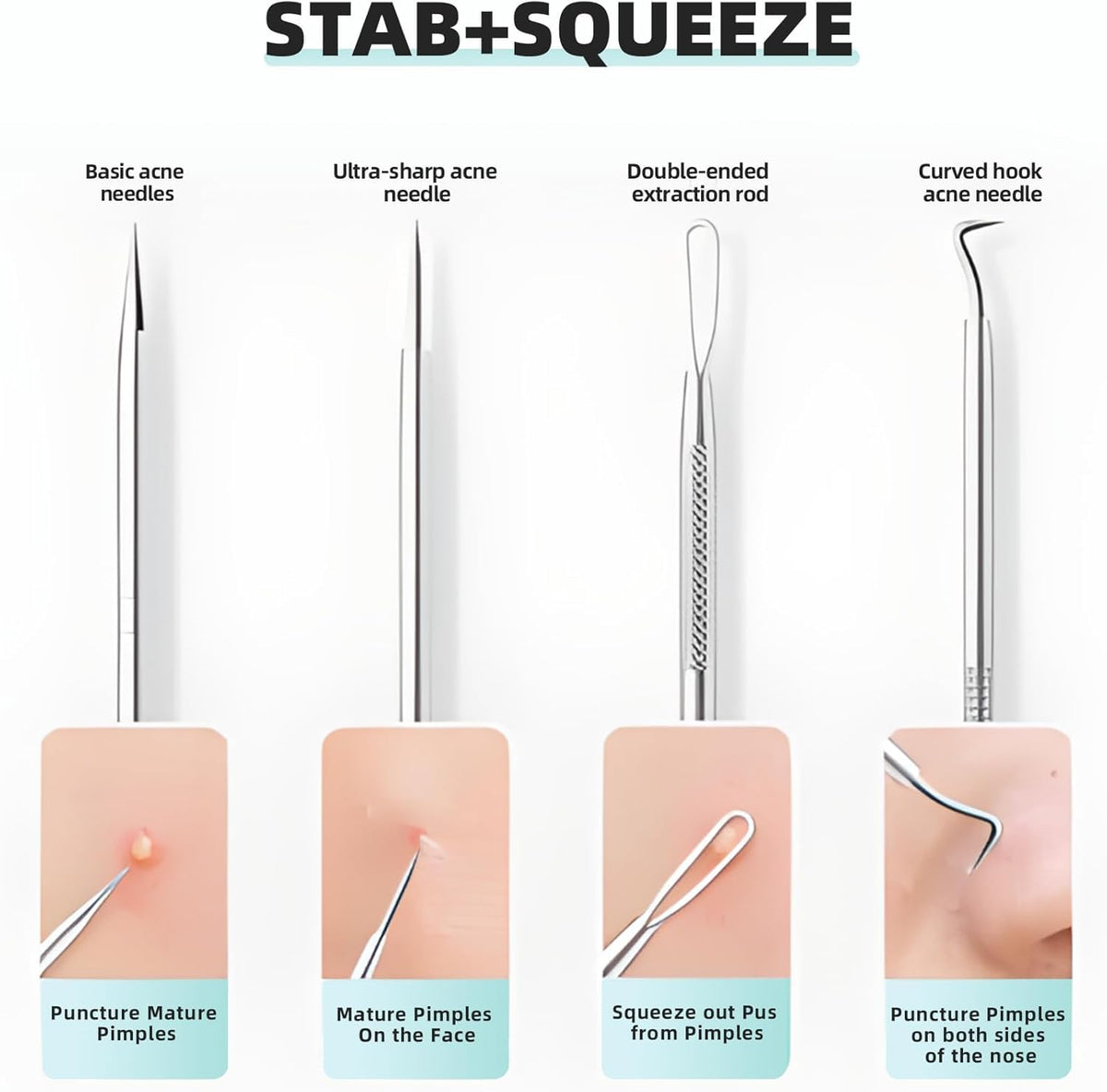 Blackhead Remover Tools kit，Blackhead Extractor Tool,Stainless Steel Blackhead Tweezers,Blemishs Comedones Remover