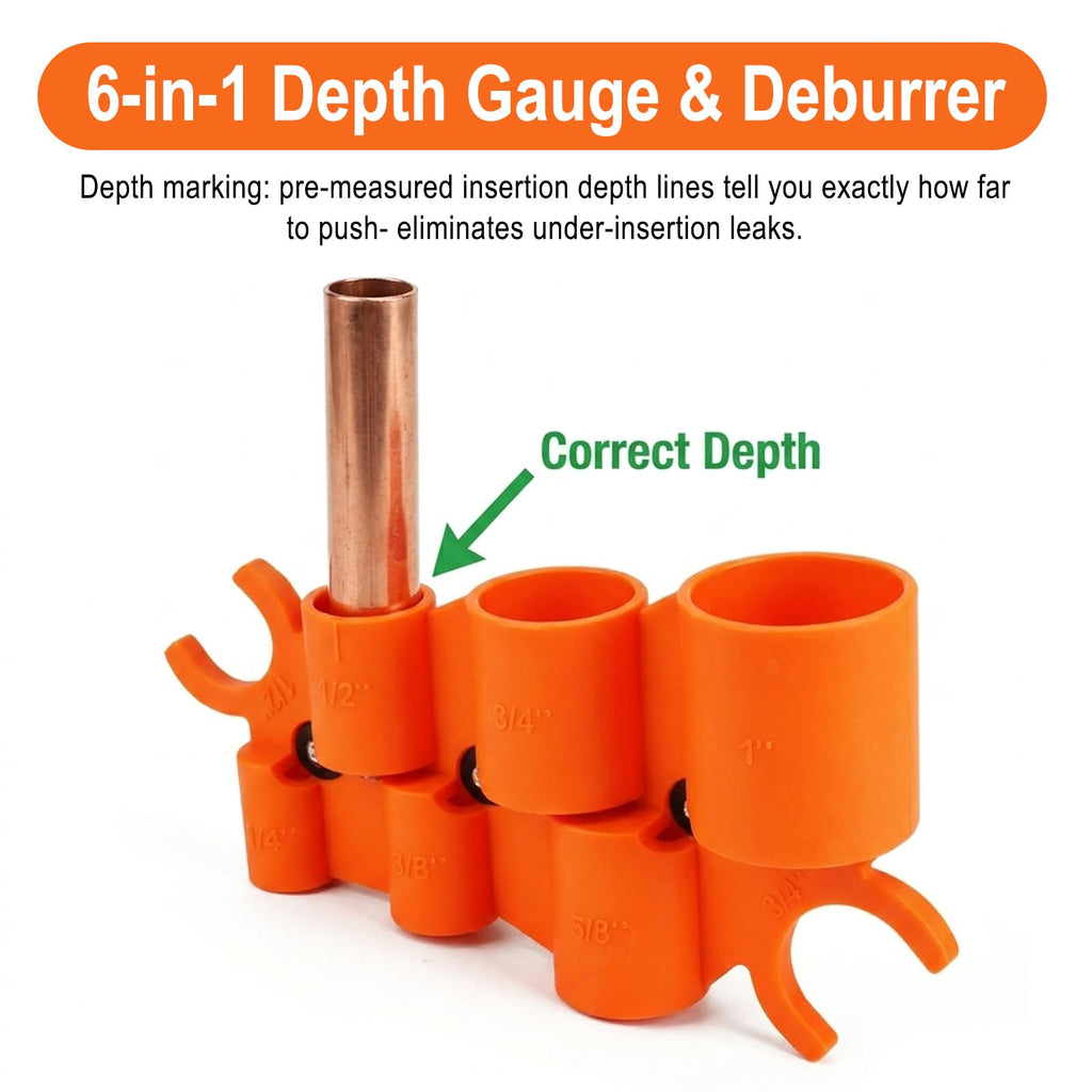 12 Pcs Depth Gauge and Pipe Deburring Tool for Copper, PVC, PEX, PPR, CPVC