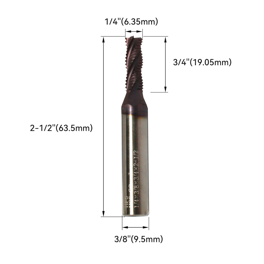 HFS(R) Roughing End Mill Square End Mill 4 Flute M42 8% Cobalt TiAlN for Steel 1/4" Dia.