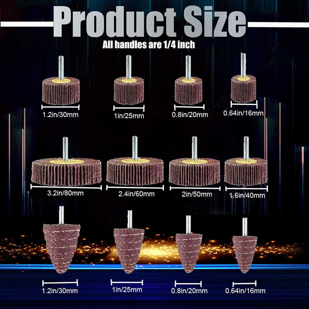 24 Pcs Abrasive Flap Wheel Sander Set, 80 Grit Sanding Wheel