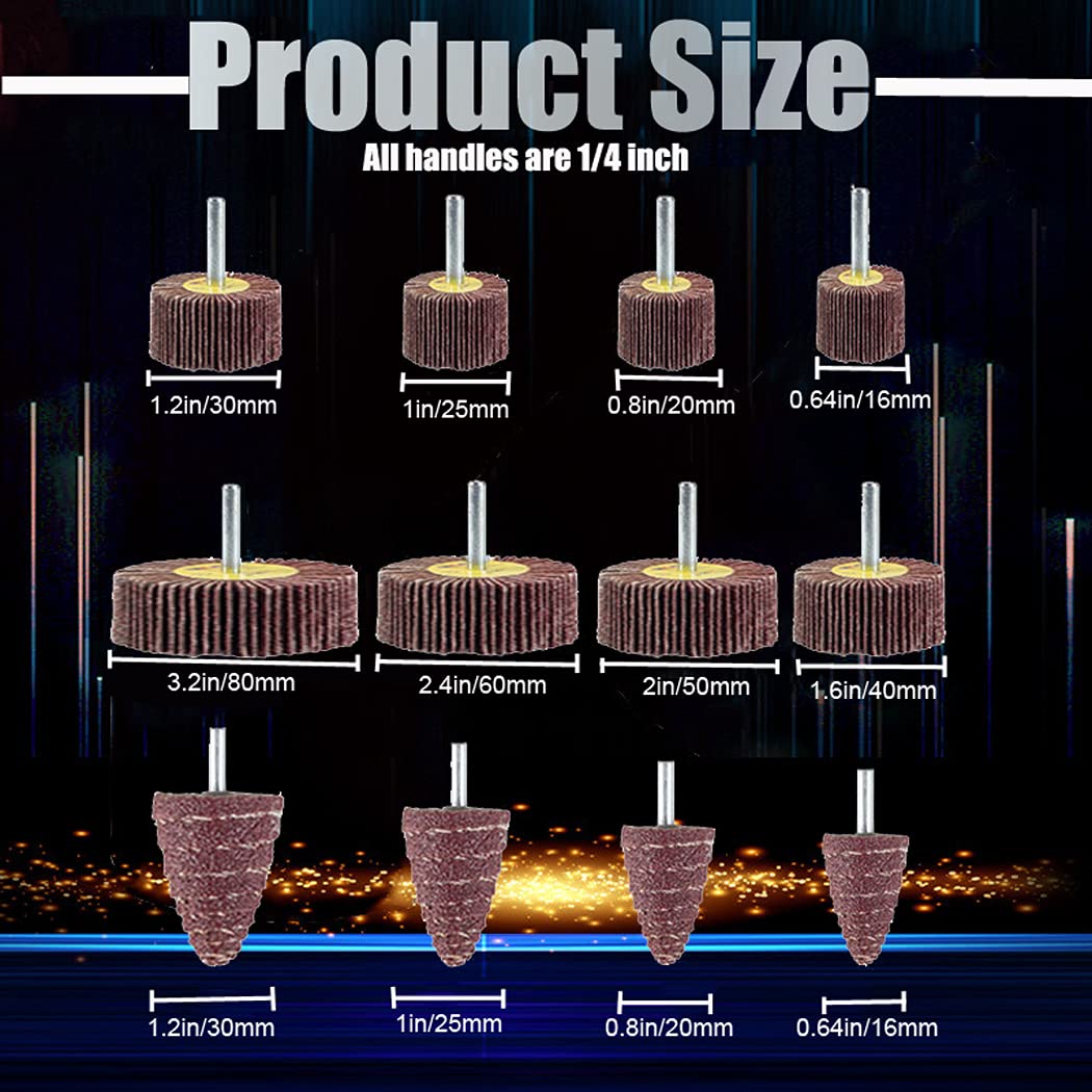24 Pcs Abrasive Flap Wheel Sander Set, 80 Grit Sanding Wheel