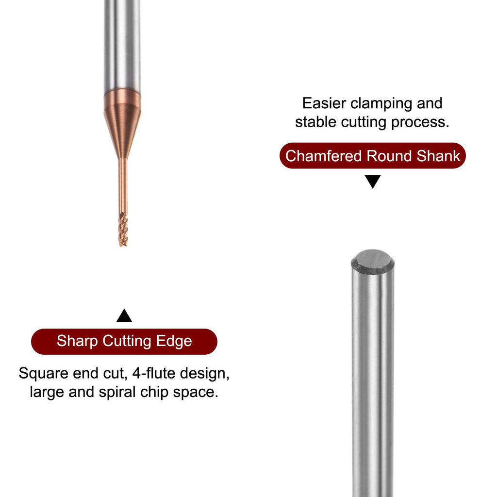 HARFINGTON 2pcs Square Nose End Mill 4mm Shank 1mm x 10mm AlTiSin Coated Solid Carbide Long Reach Extended Neck 4 Flutes CNC Router Bit Milling Cutter for Stainless Steel Hardened Steel