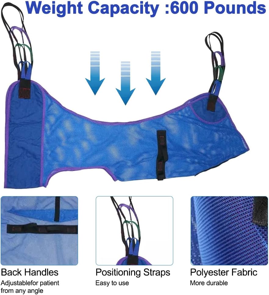 Universal Full Body Mesh Lift Sling with Commode Opening,Polyester Slings for Patient Lifts -Compatible with Hoyer, Invacare, McKesson, Drive, Lumex, Medline, Joerns (Medium)
