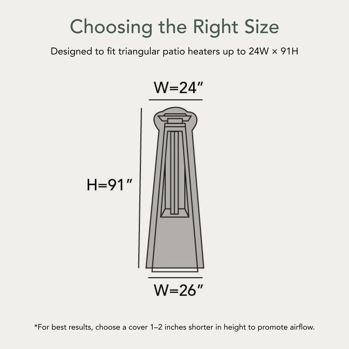 Ultima Triangular Patio Heater Cover - 24"W x 91"H - All Season