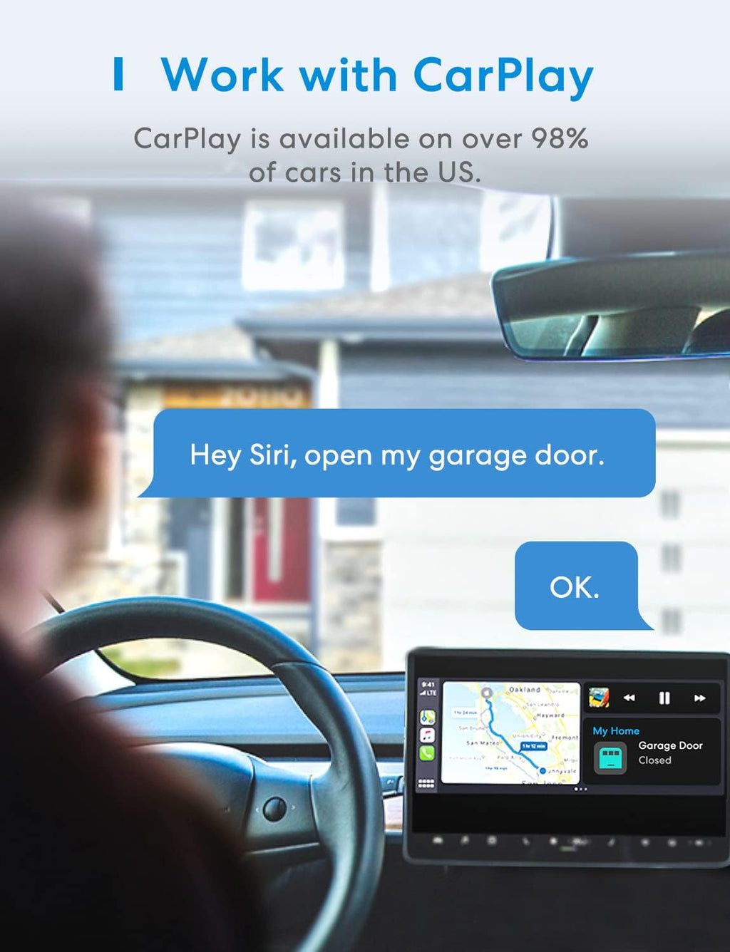 Smart Garage Door Opener Remote, Apple HomeKit Support, MSG150HK | Work with Google, Alexa, SmartThings and CarPlay
