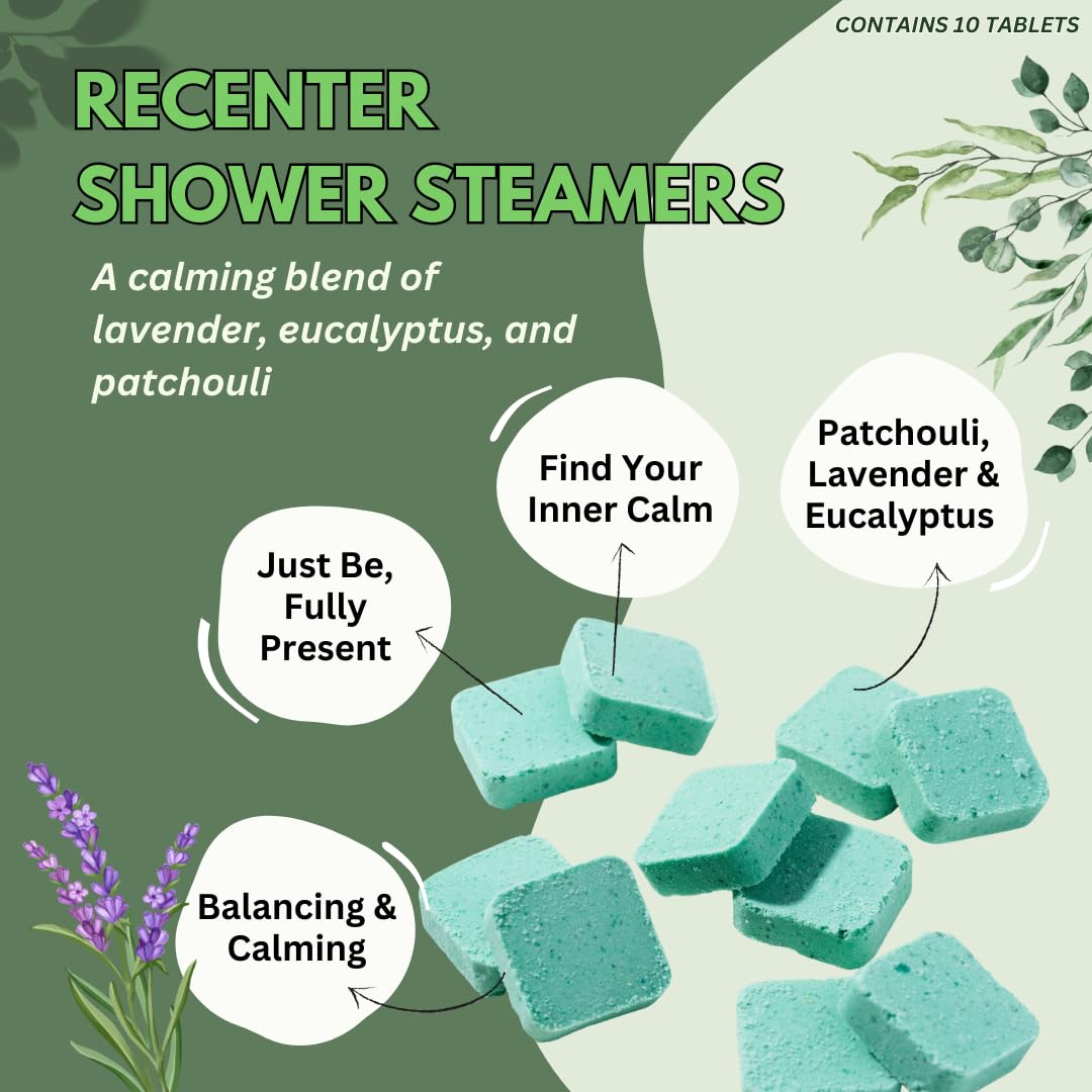 Recenter Shower Steamers Aromatherapy Relief - 10 Pack