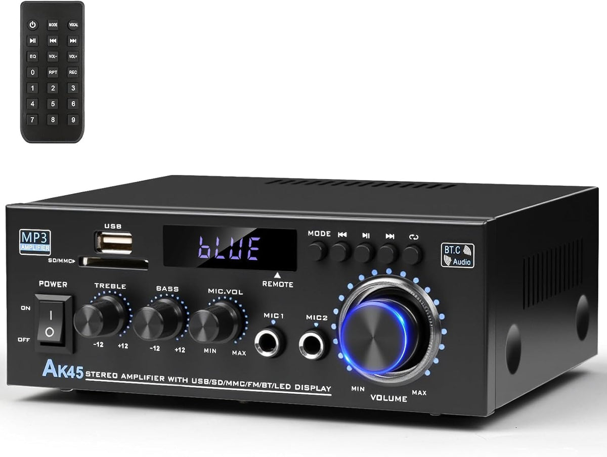 AK45 Bluetooth 5.0 Audio Amplifier 400W 2 Channel Stereo Receiver
