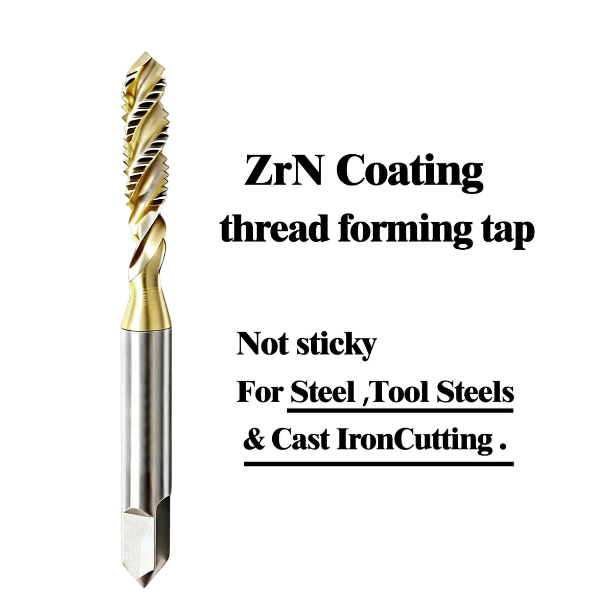 WEXWE Tools M4 x 0.7 AlSiTiN Coating Spiral Flute Thread Tap, Metric Machine Threading Tap High Speed Steel Cobalt(HSSCo), Round Shank with Square End, H2 Tolerance, 2pcs