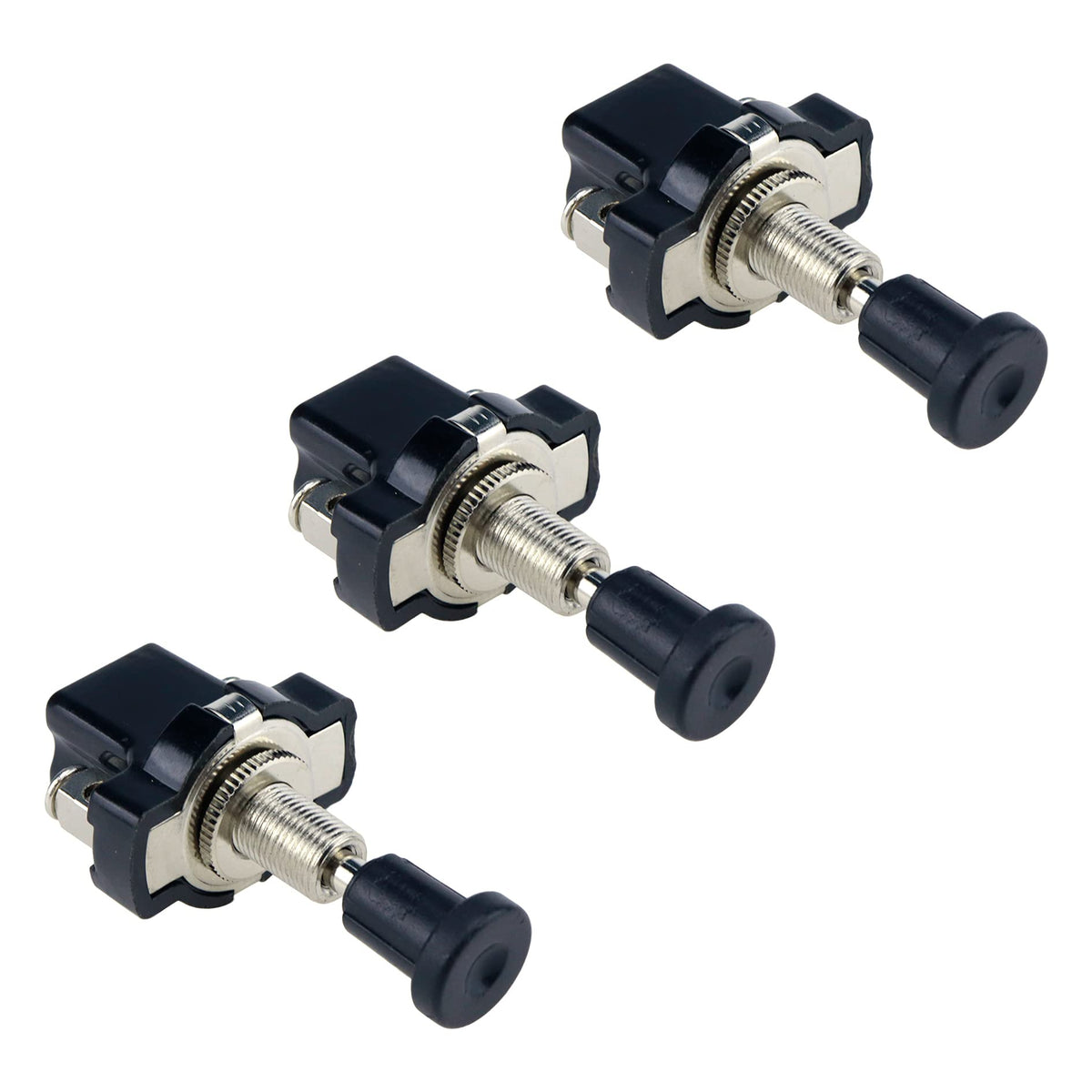 S SYDIEN Golf Cart Light Switch 3Pcs Push Pull Switch 12V/24V 8mm/0.31" Car Thread ON-Off Push-Pull Push Button Universal Headlight Switch for Car Auto Golf Boat