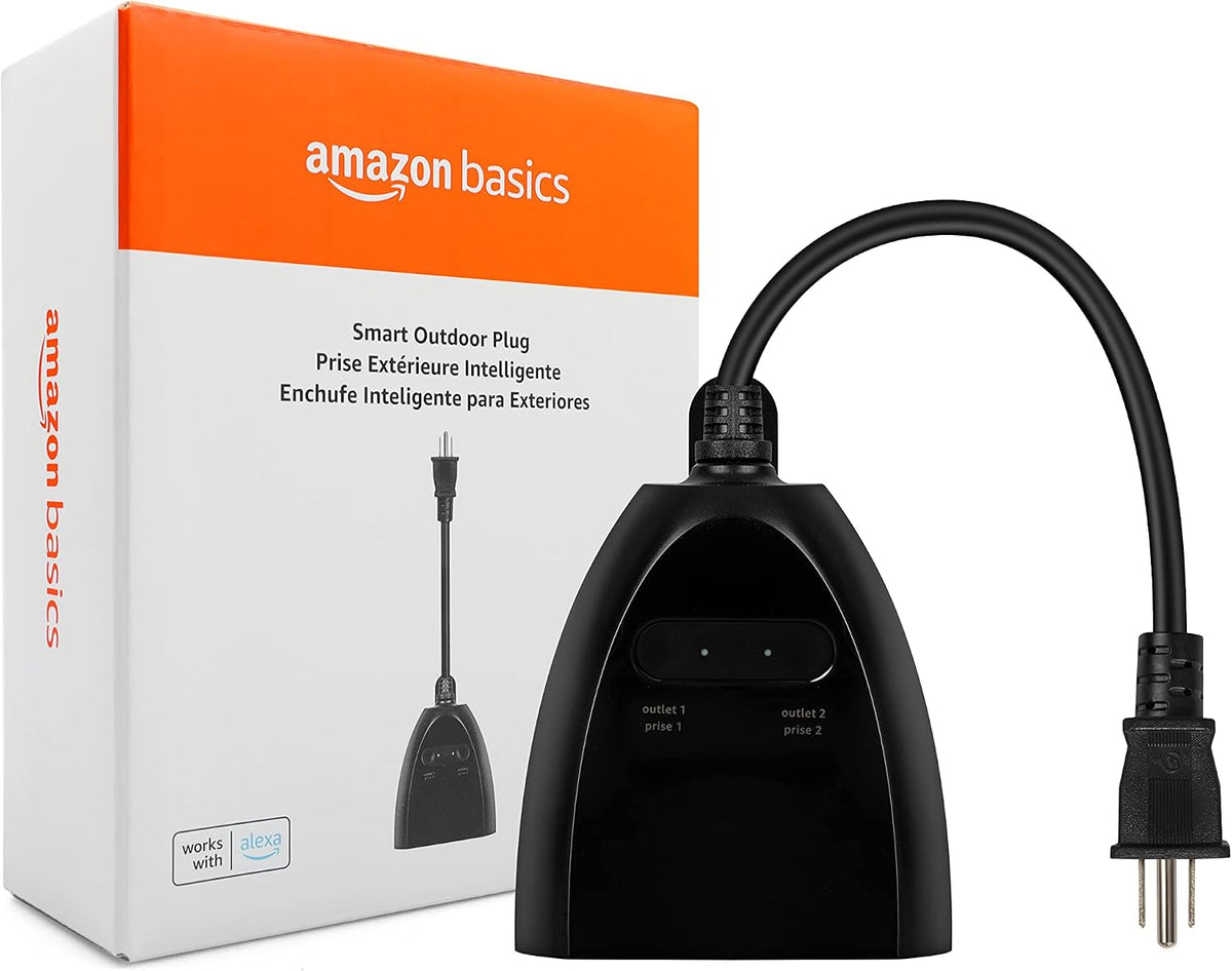 Outdoor Smart Plug with 2 Individually Controlled Outlets, Works with Alexa Only, Voice Control, Weather Resistant