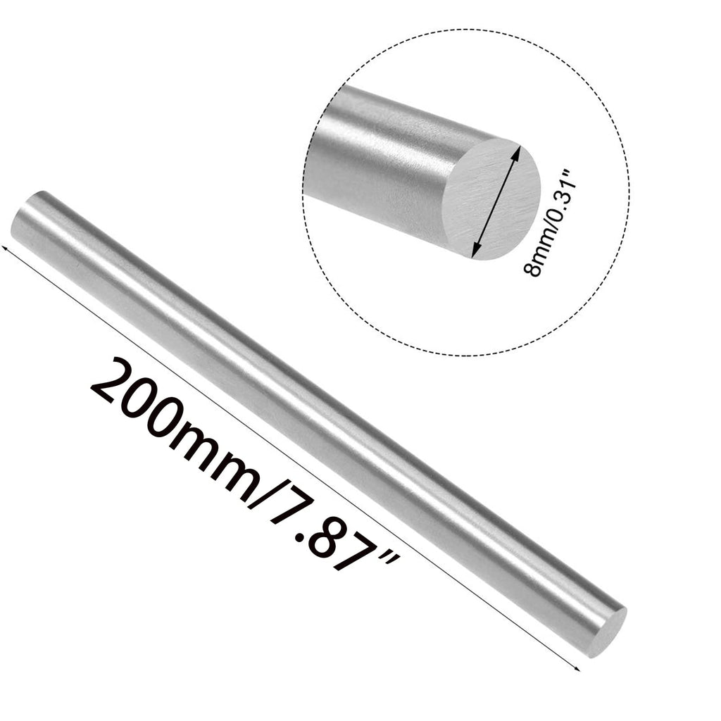 It Works Great Round Steel Rod, 8mm HSS Lathe Bar Stock Tool 200mm Long, for Shaft Gear Drill Lathes Boring Machine Turning Miniature Axle, Cylindrical Pin DIY Craft Tool, （8x200mm） 2pcs