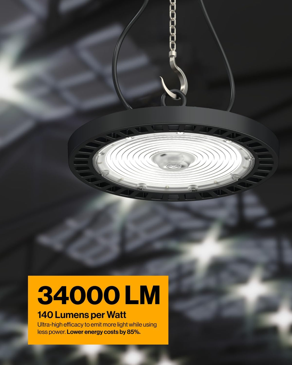 Sunco 2 Pack UFO LED High Bay Light, 240W, 6000K, 34800LM, Dimmable